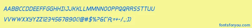 フォントinterbureaucondital – 青い文字が黄色の背景にあります。