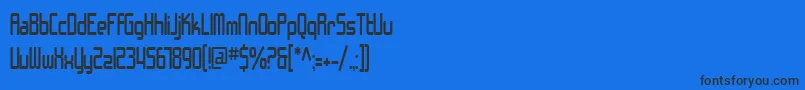 SfChromeFendersCondensed-Schriftart – Schwarze Schriften auf blauem Hintergrund