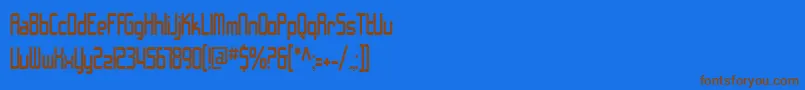 フォントSfChromeFendersCondensed – 茶色の文字が青い背景にあります。