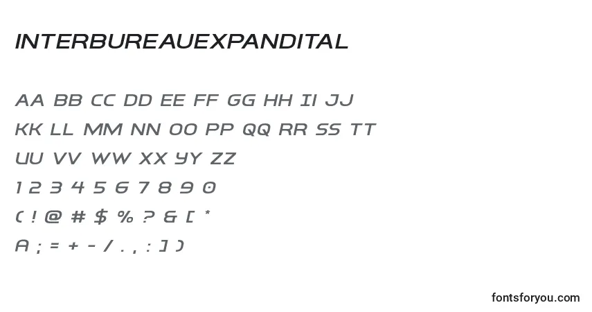 Шрифт Interbureauexpandital – алфавит, цифры, специальные символы