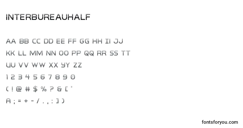 Шрифт Interbureauhalf – алфавит, цифры, специальные символы