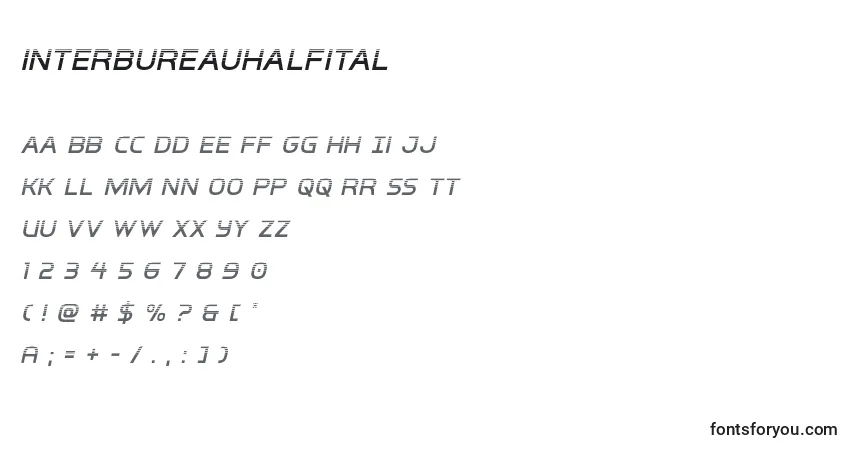 Шрифт Interbureauhalfital – алфавит, цифры, специальные символы