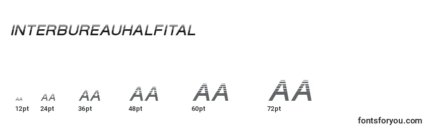 Размеры шрифта Interbureauhalfital