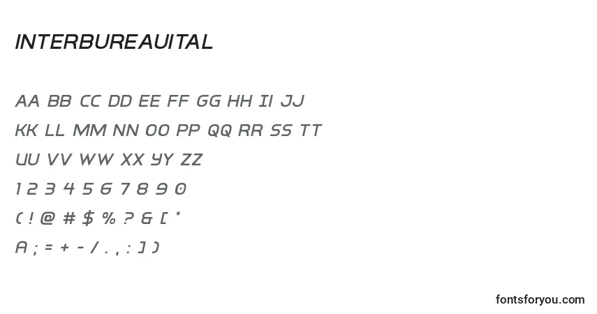 A fonte Interbureauital – alfabeto, números, caracteres especiais