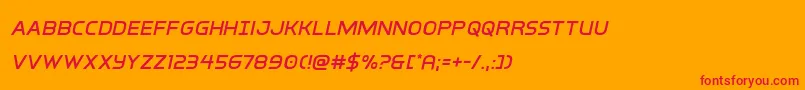 interbureauital-Schriftart – Rote Schriften auf orangefarbenem Hintergrund