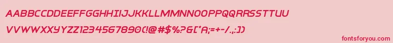 フォントinterbureausemiboldital – ピンクの背景に赤い文字