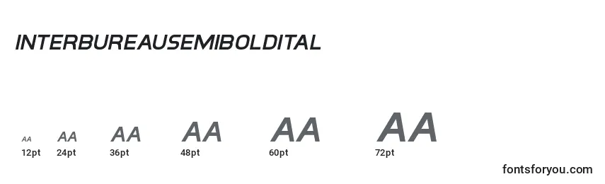 Размеры шрифта Interbureausemiboldital