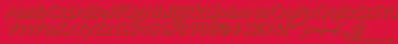 ColumbiashadowBolditalic-Schriftart – Braune Schriften auf rotem Hintergrund