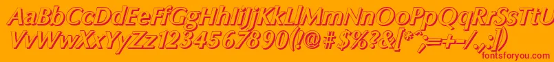 ColumbiashadowBolditalic Font – Red Fonts on Orange Background