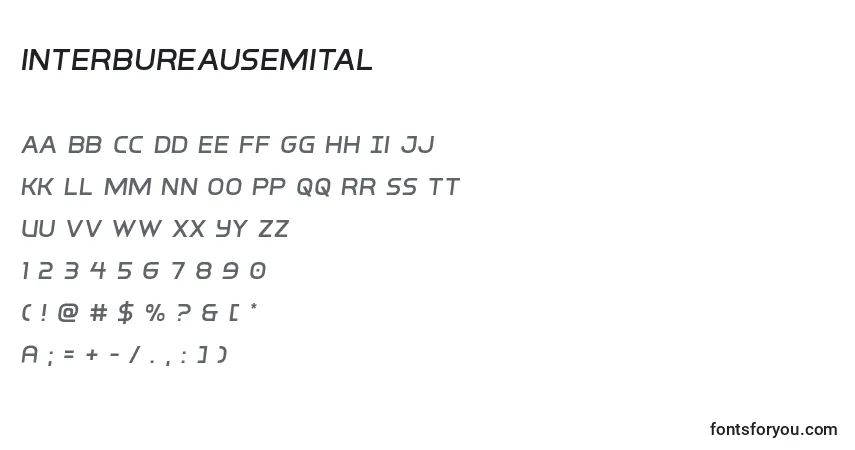 A fonte Interbureausemital – alfabeto, números, caracteres especiais