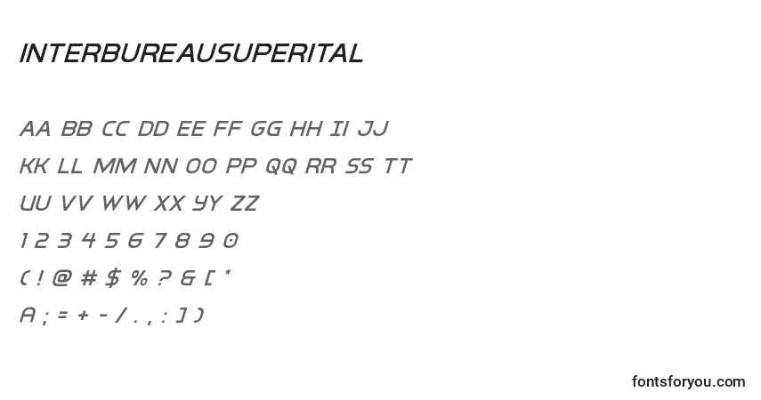 Czcionka Interbureausuperital – alfabet, cyfry, specjalne znaki