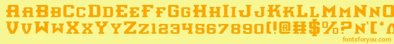interceptor-Schriftart – Orangefarbene Schriften auf gelbem Hintergrund