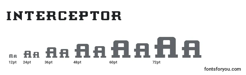 Размеры шрифта Interceptor (130424)