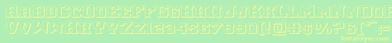 interceptor3d-Schriftart – Gelbe Schriften auf grünem Hintergrund