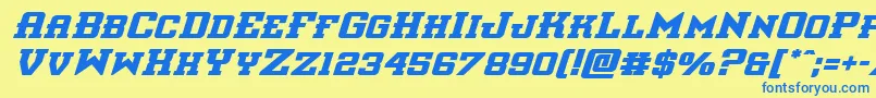 フォントinterceptorboldital – 青い文字が黄色の背景にあります。