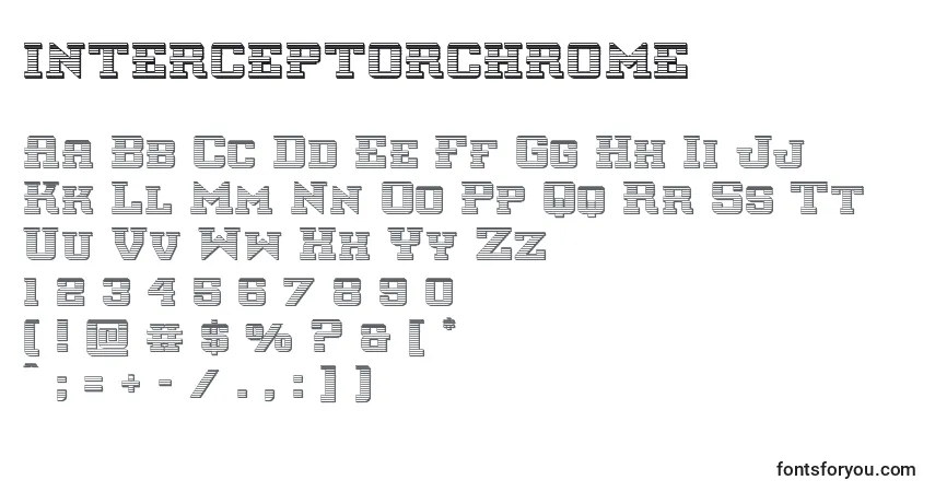 Czcionka Interceptorchrome – alfabet, cyfry, specjalne znaki