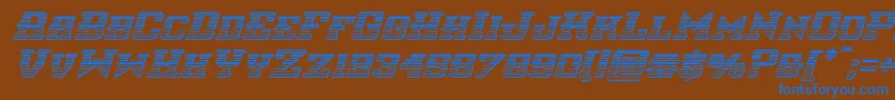 interceptorchromeital-Schriftart – Blaue Schriften auf braunem Hintergrund