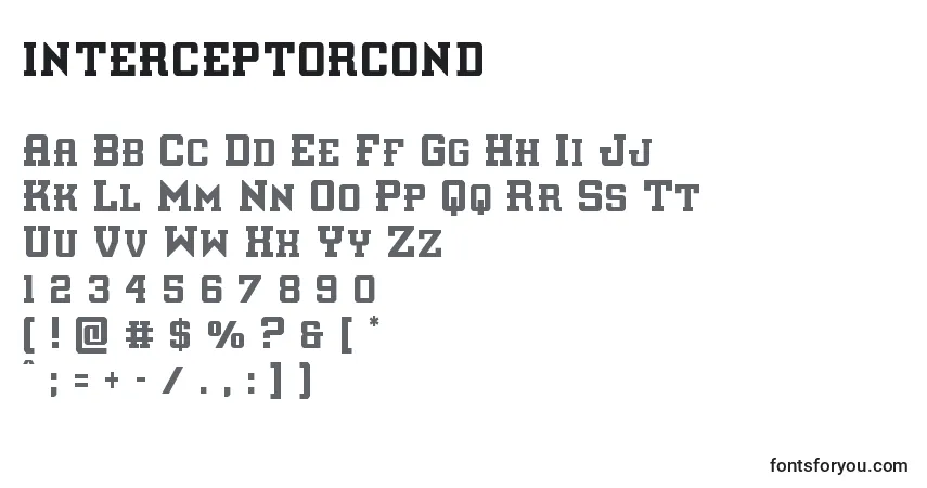 Interceptorcondフォント–アルファベット、数字、特殊文字