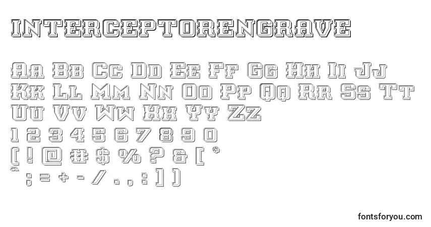 A fonte Interceptorengrave – alfabeto, números, caracteres especiais