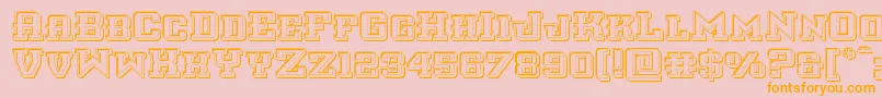 interceptorengrave-Schriftart – Orangefarbene Schriften auf rosa Hintergrund