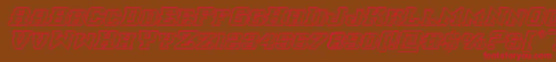 interceptorengraveital-Schriftart – Rote Schriften auf braunem Hintergrund
