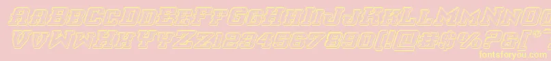 interceptorengraveital-Schriftart – Gelbe Schriften auf rosa Hintergrund