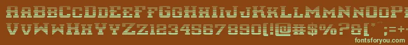 フォントinterceptorgrad – 緑色の文字が茶色の背景にあります。