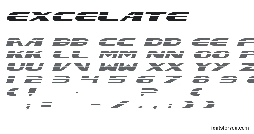 Schriftart Excelate – Alphabet, Zahlen, spezielle Symbole
