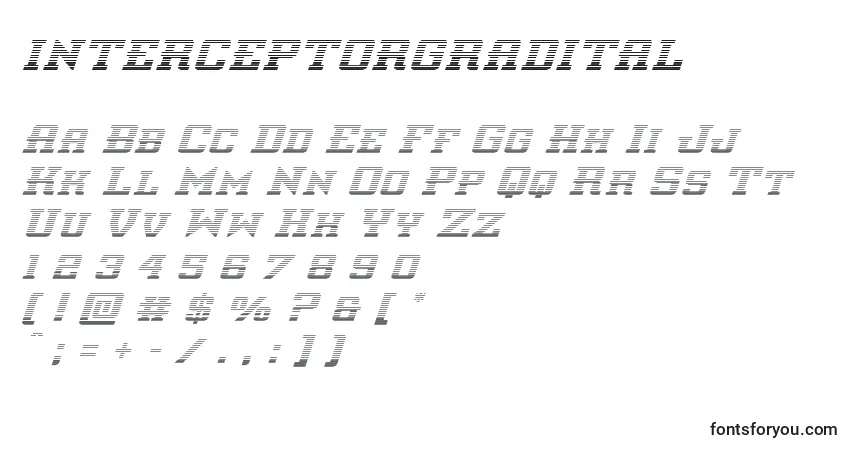 Czcionka Interceptorgradital – alfabet, cyfry, specjalne znaki