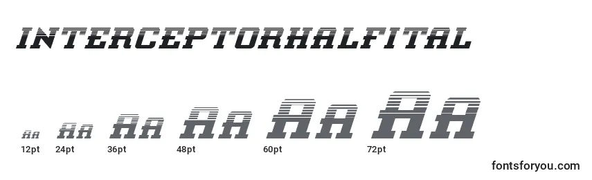 Размеры шрифта Interceptorhalfital