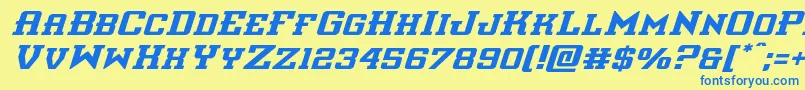 フォントinterceptorital – 青い文字が黄色の背景にあります。