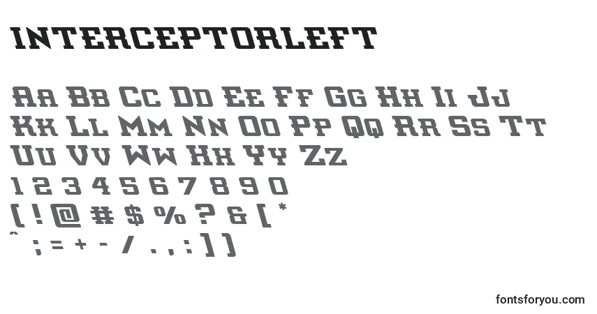 Interceptorleftフォント–アルファベット、数字、特殊文字