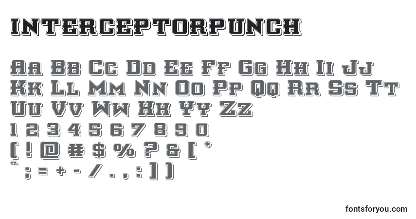 A fonte Interceptorpunch – alfabeto, números, caracteres especiais