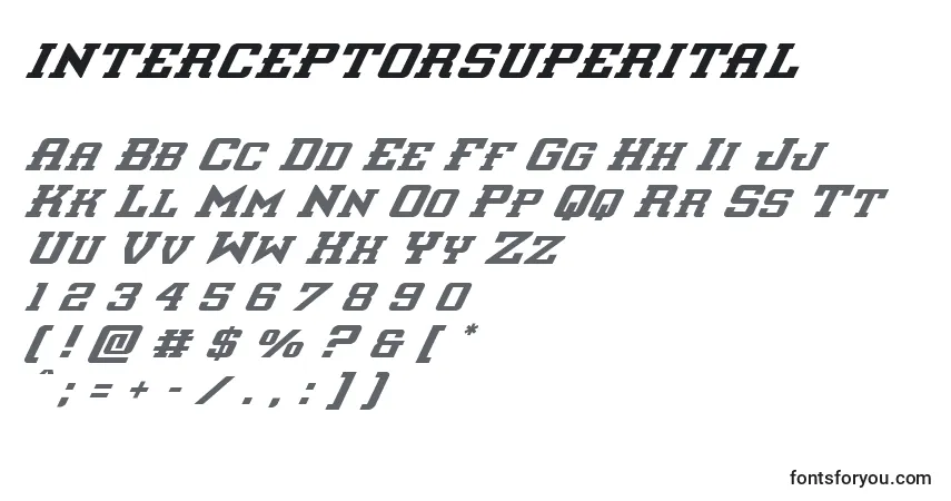 A fonte Interceptorsuperital – alfabeto, números, caracteres especiais