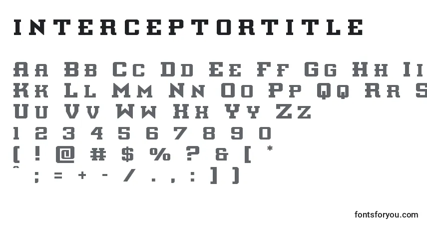 A fonte Interceptortitle – alfabeto, números, caracteres especiais