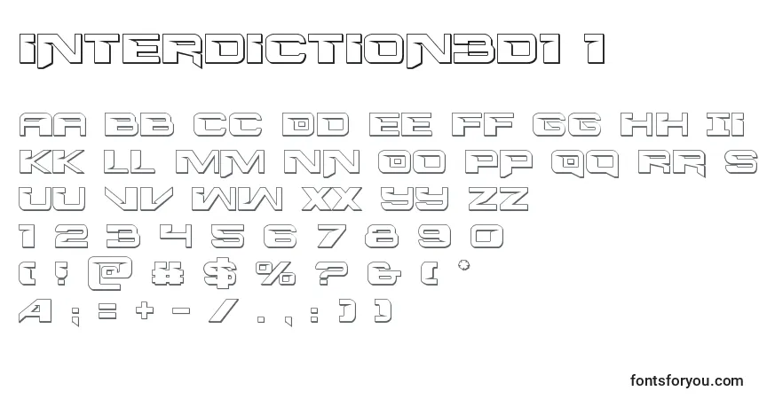 A fonte Interdiction3d1 1 – alfabeto, números, caracteres especiais