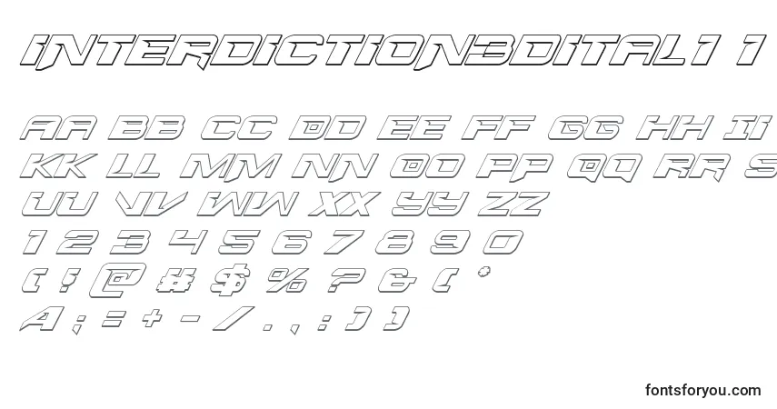 Czcionka Interdiction3dital1 1 – alfabet, cyfry, specjalne znaki