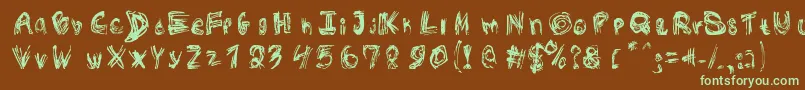 RoughOutline Font – Green Fonts on Brown Background