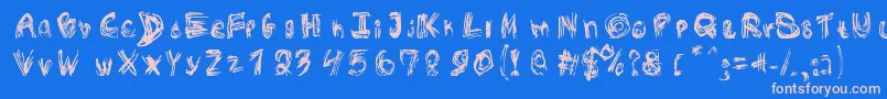 RoughOutline Font – Pink Fonts on Blue Background