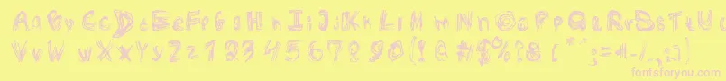 RoughOutline Font – Pink Fonts on Yellow Background