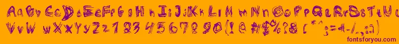 RoughOutline Font – Purple Fonts on Orange Background