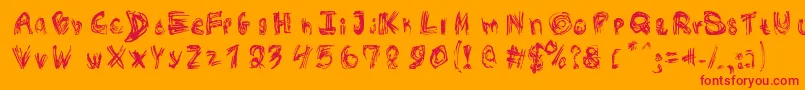 RoughOutline Font – Red Fonts on Orange Background