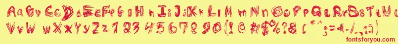 RoughOutline Font – Red Fonts on Yellow Background