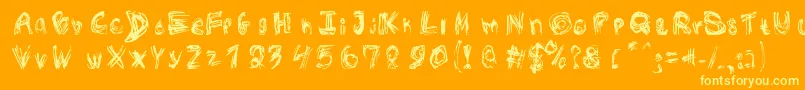 RoughOutline Font – Yellow Fonts on Orange Background