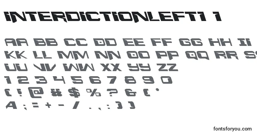 Шрифт Interdictionleft1 1 – алфавит, цифры, специальные символы