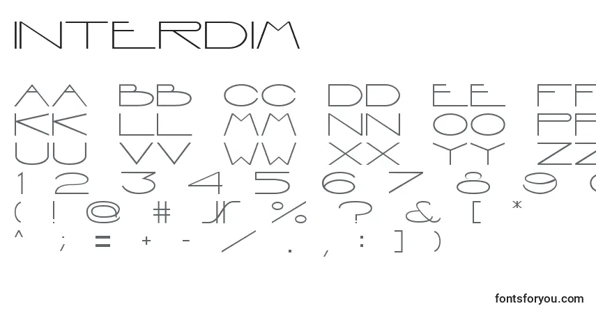 A fonte INTERDIM (130461) – alfabeto, números, caracteres especiais