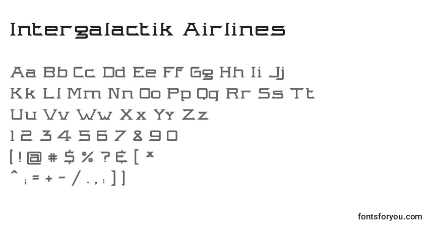 Intergalactik Airlines font – alphabet, numbers, special characters