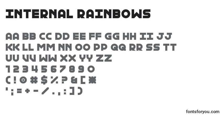 Czcionka Internal Rainbows – alfabet, cyfry, specjalne znaki