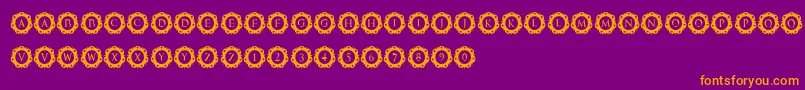 InternationalCapitals-Schriftart – Orangefarbene Schriften auf violettem Hintergrund