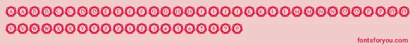 フォントInternationalCapitals – ピンクの背景に赤い文字